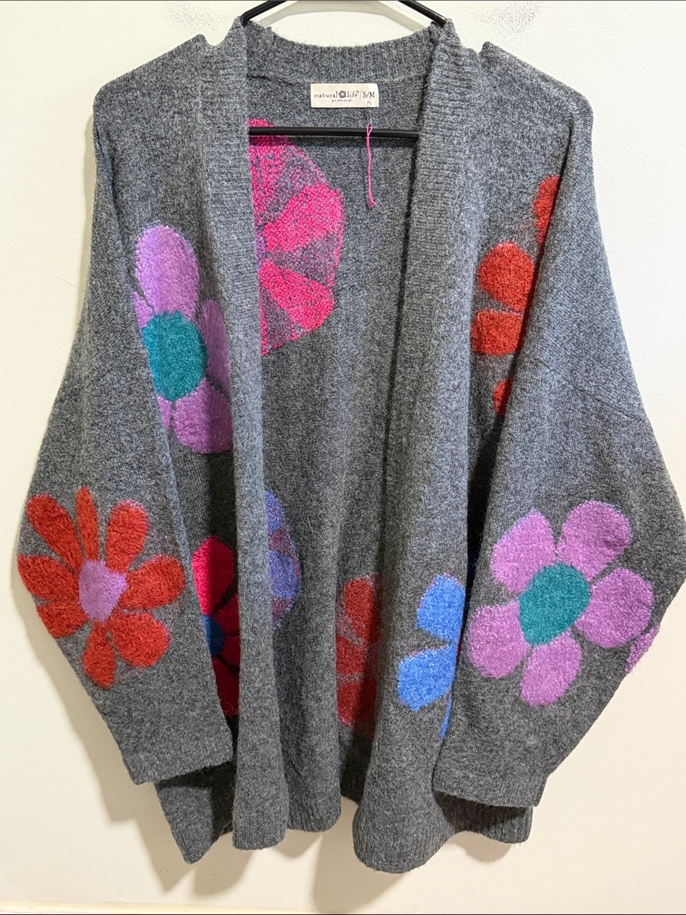 Natural Life Lexie Intarsia Cardigan Sweater Size S/M